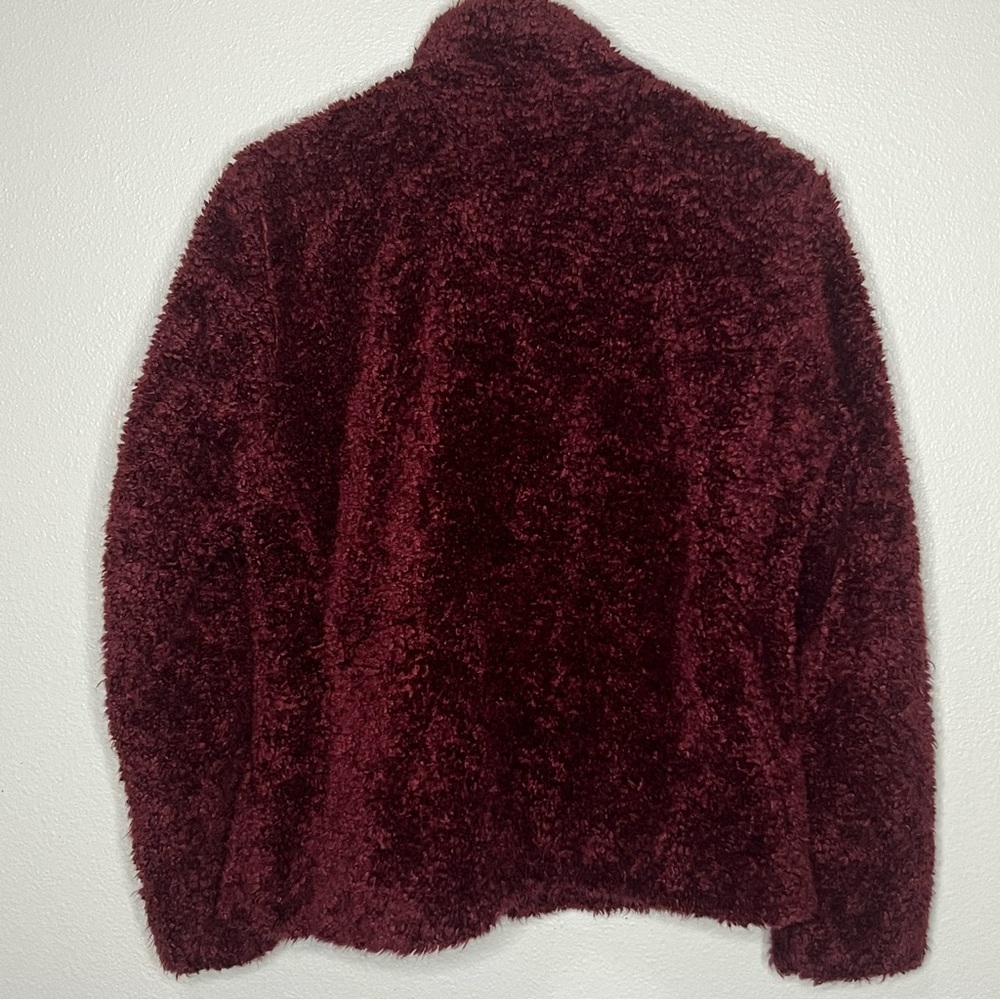 Pendleton Sherpa Full Zip Jacket Women Small Maroon Plaid Detail Pocket Outdoor - Picture 8 of 9
